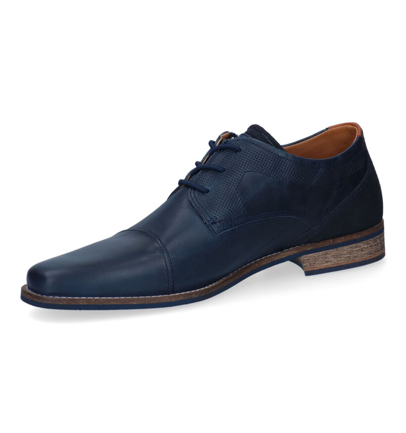 Bullboxer Blauwe Geklede Veterschoenen in leer (319438)