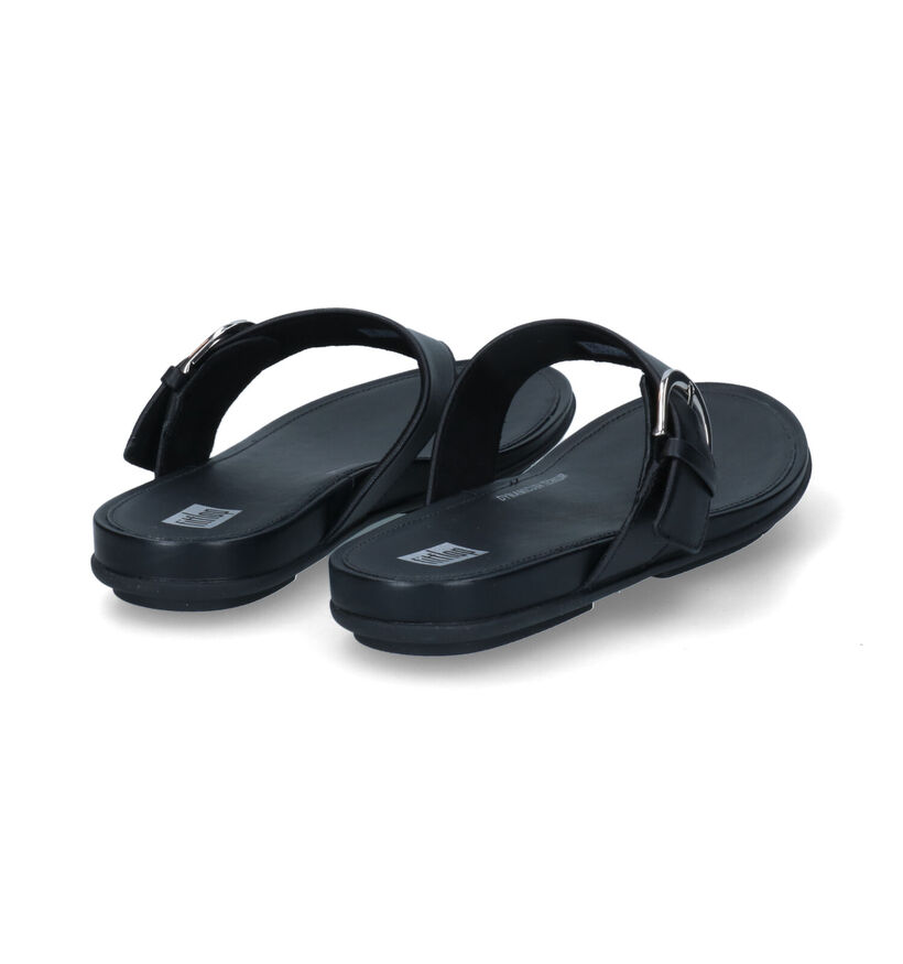 FitFlop Graccie Zwarte Teenslippers in leer (304869)