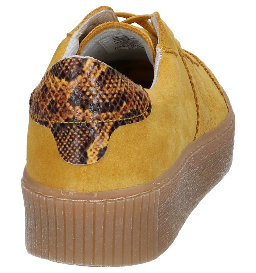 Donkergele Veterschoenen Tamaris in daim (253054)