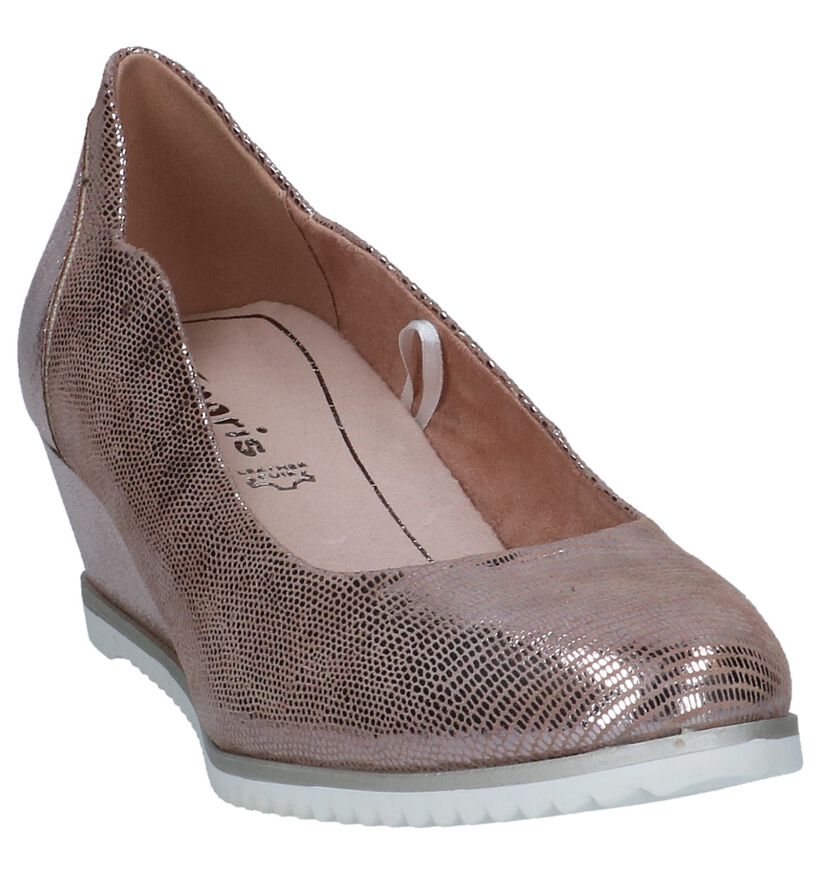 Tamaris Metallic Roze Pumps met Sleehak in nubuck (244262)