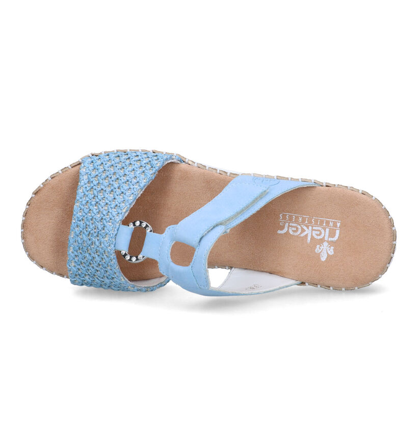 Rieker Blauwe Slippers met sleehak voor dames (339059)