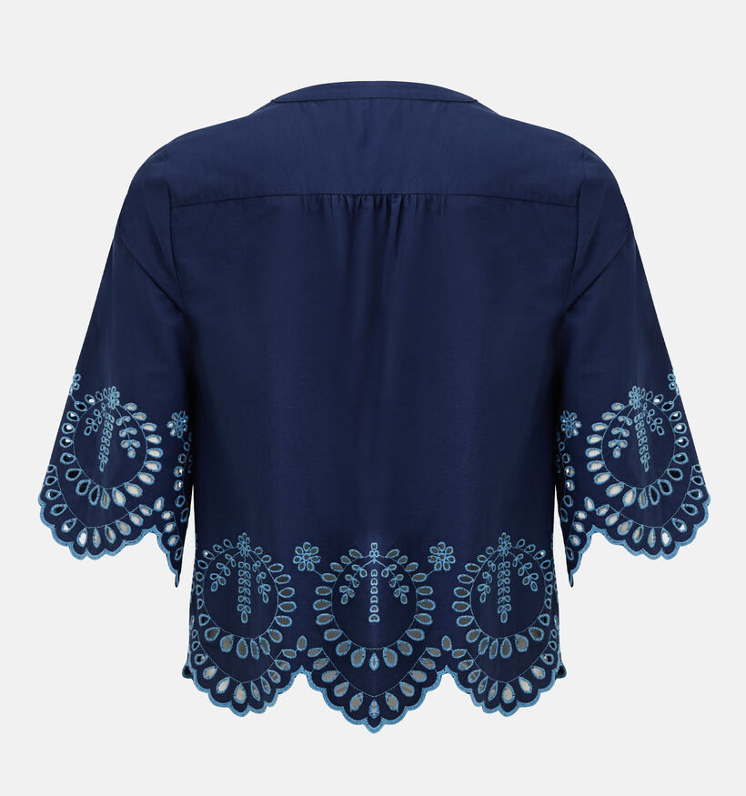 Mexx Poplin Embroidery Donkerblauwe Blouse voor dames (368584)