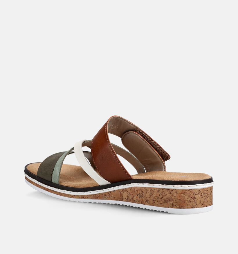 Rieker Kaki Slippers met sleehak voor dames (370392)