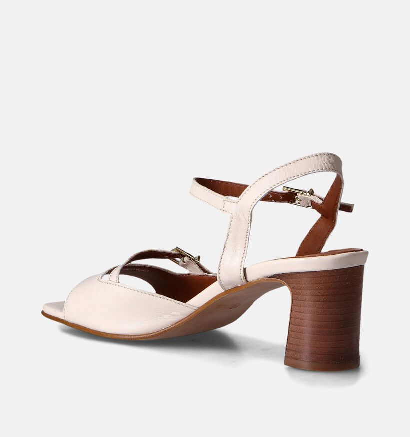 Laurent David Ecru Sandalen met blokhak voor dames (357837)