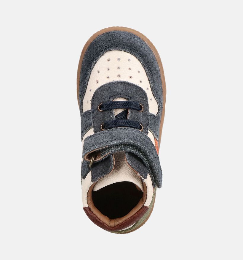 Milo & Mila Colorblock Beige/Blauwe Sneakers voor jongens (380789) - geschikt voor steunzolen