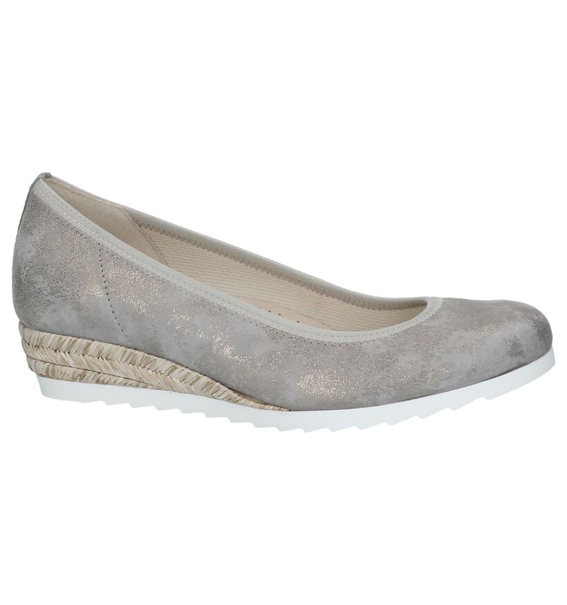 Taupe Metallic Pumps met Gevlochten Sleehak Gabor Easy Walking in nubuck (212511)