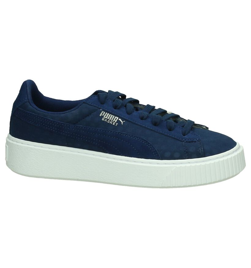 Puma Basket Platform Zwarte Sneakers in stof (199458)