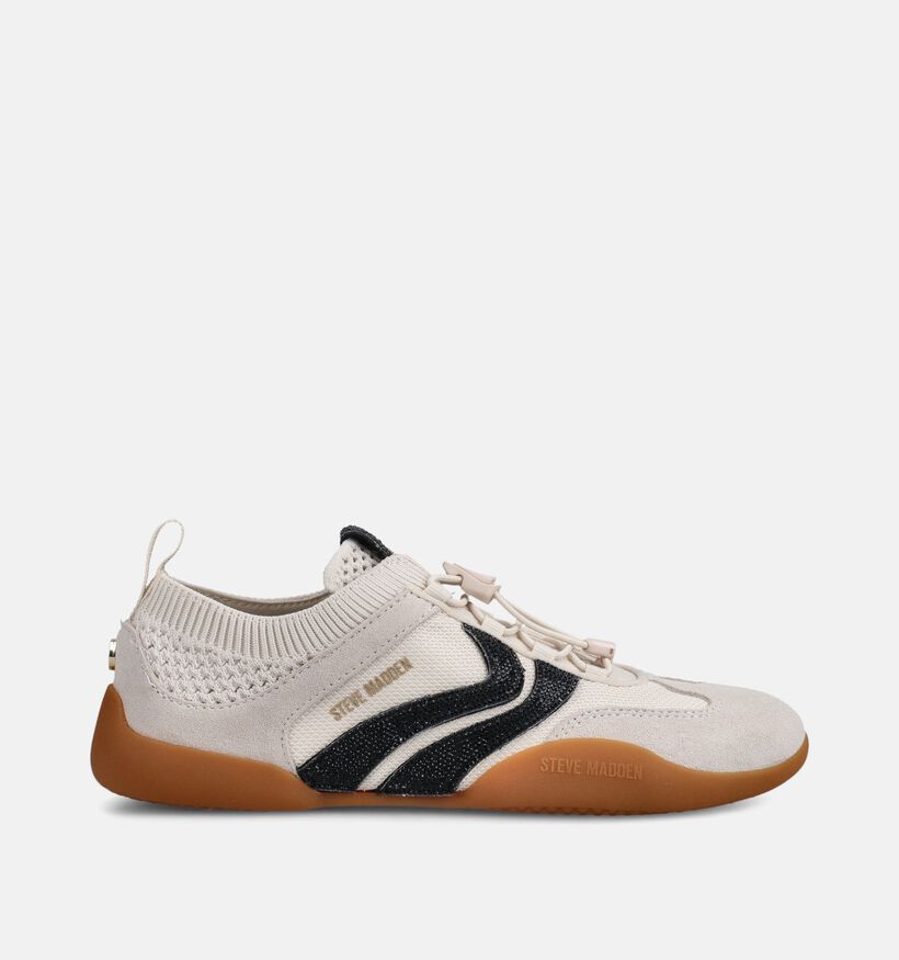 Steve Madden Biscotti Baskets en Ecru/Noir pour femmes (372083) - pour semelles orthop&eacute;diques