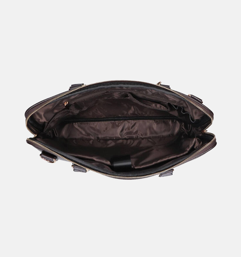 Olivia Lauren Cowhide Sac ordinateur en Brun fonc&eacute;/Blanc pour femmes (378536)