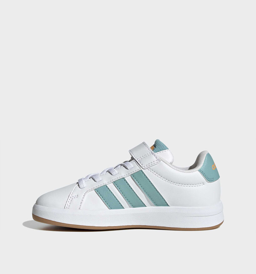 adidas Grand Court 3.0 Baskets en Blanc/Vert pour gar&ccedil;ons (375460)