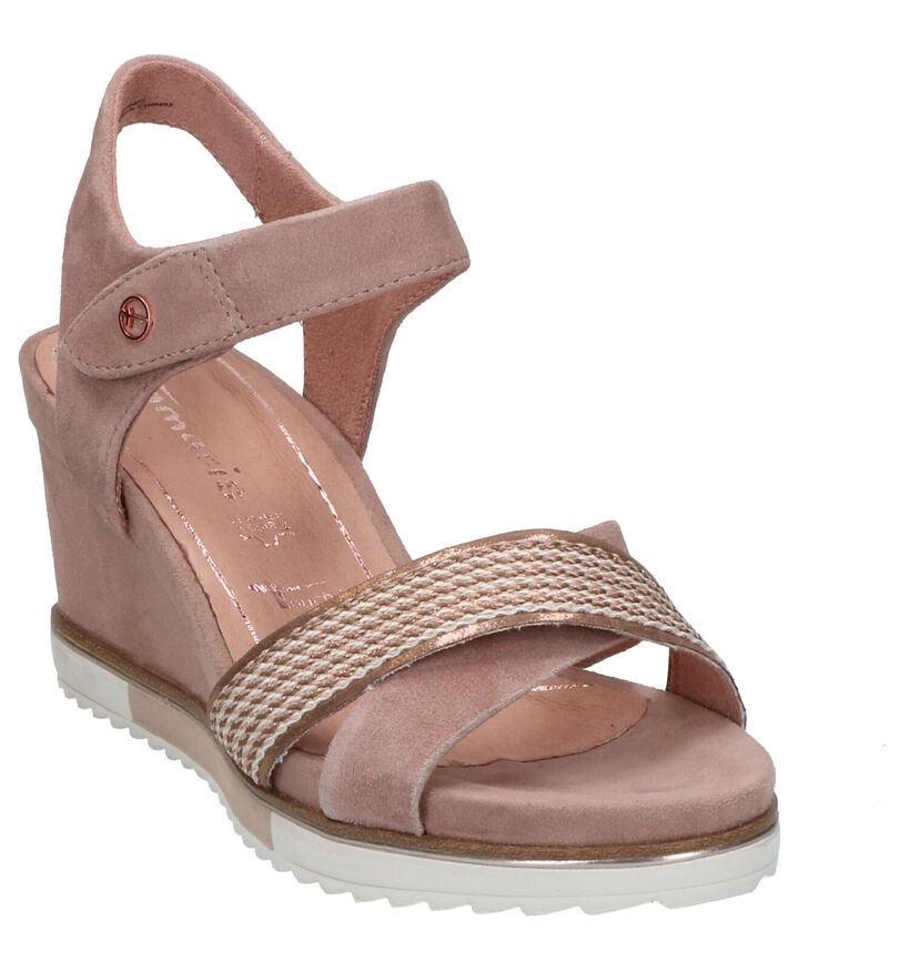 Tamaris Touch It Roze Sandalen in stof (269758)