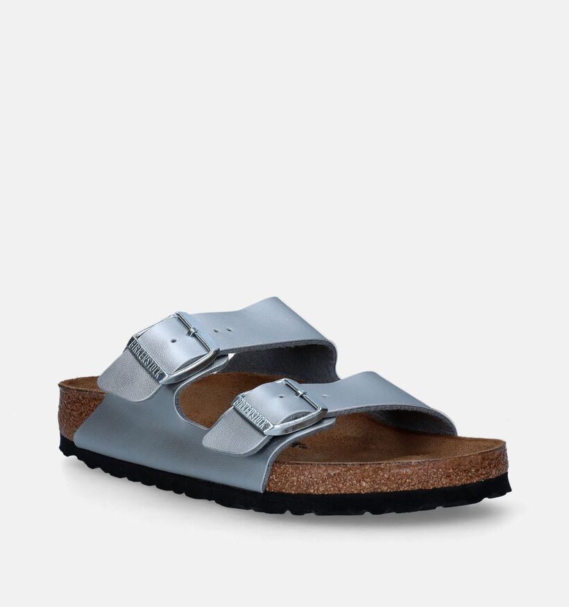 Birkenstock Arizona Birko Flor Zilveren Slippers voor dames (337974)