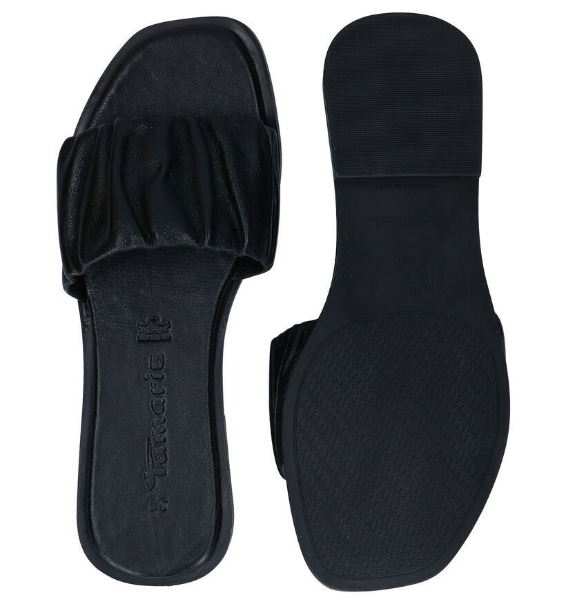 Tamaris Nu-pieds plates en Noir en cuir (291658)