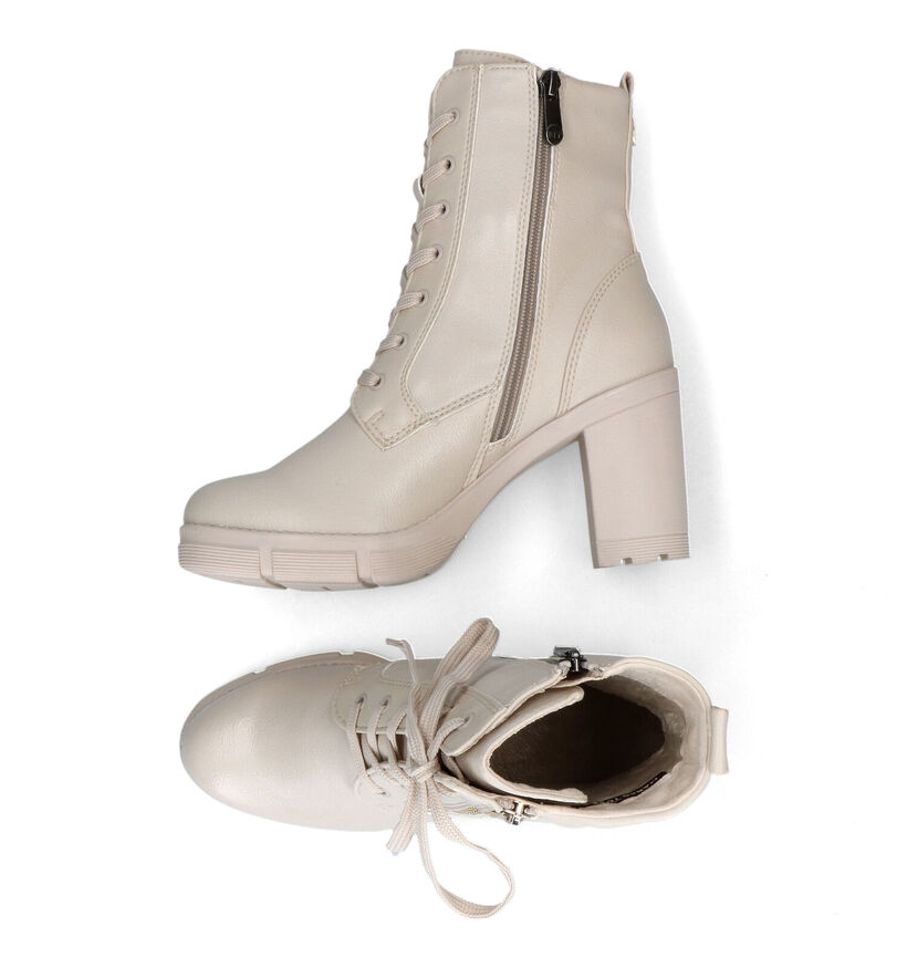 Marco Tozzi Bottines à lacets en Beige clair en simili cuir (300197)