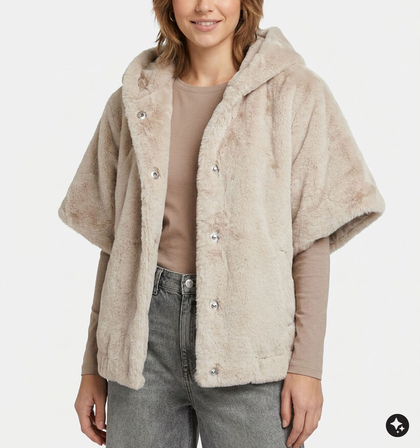 Laurent David Lichtbeige Fluffy Vest voor dames (382022)