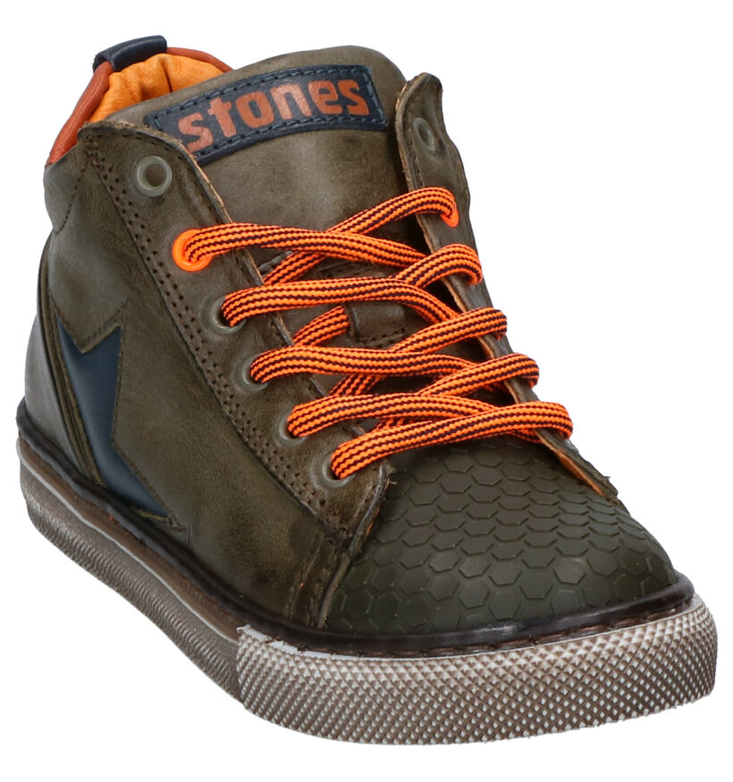 STONES and BONES Tiest Kaki Rits/Veterschoenen in kunststof (256568)