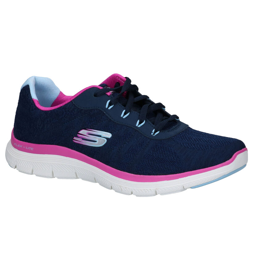 Skechers Flex Appeal Baskets en Bleu en textile (301491)