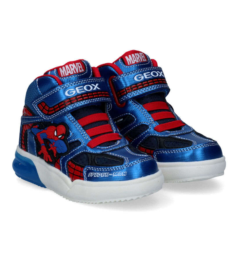 Geox Spider-Man Baskets en Bleu pour garçons (312556) - pour semelles orthopédiques