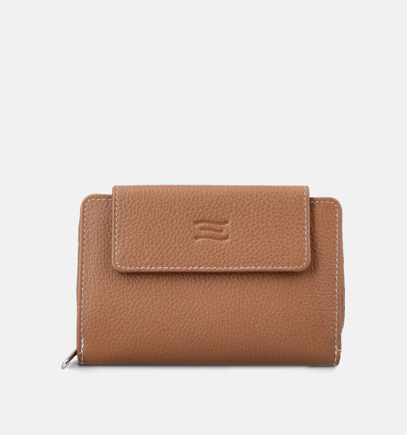 Crinkles Porte-monnaie zipp&eacute; en Beige pour femmes (373874)