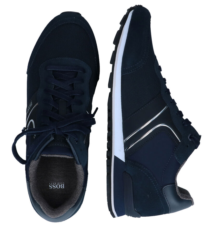 Boss Parkour Runn Chaussures à lacets en Bleu en daim (296446)