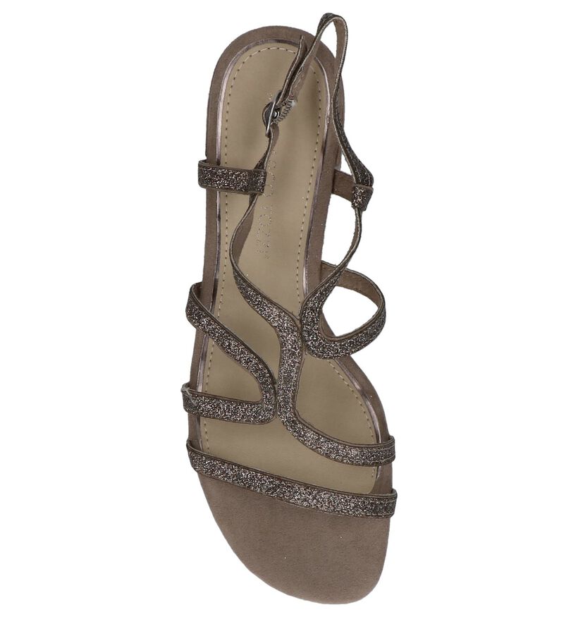 Taupe Marco Tozzi Sandalen met Glitters, , pdp