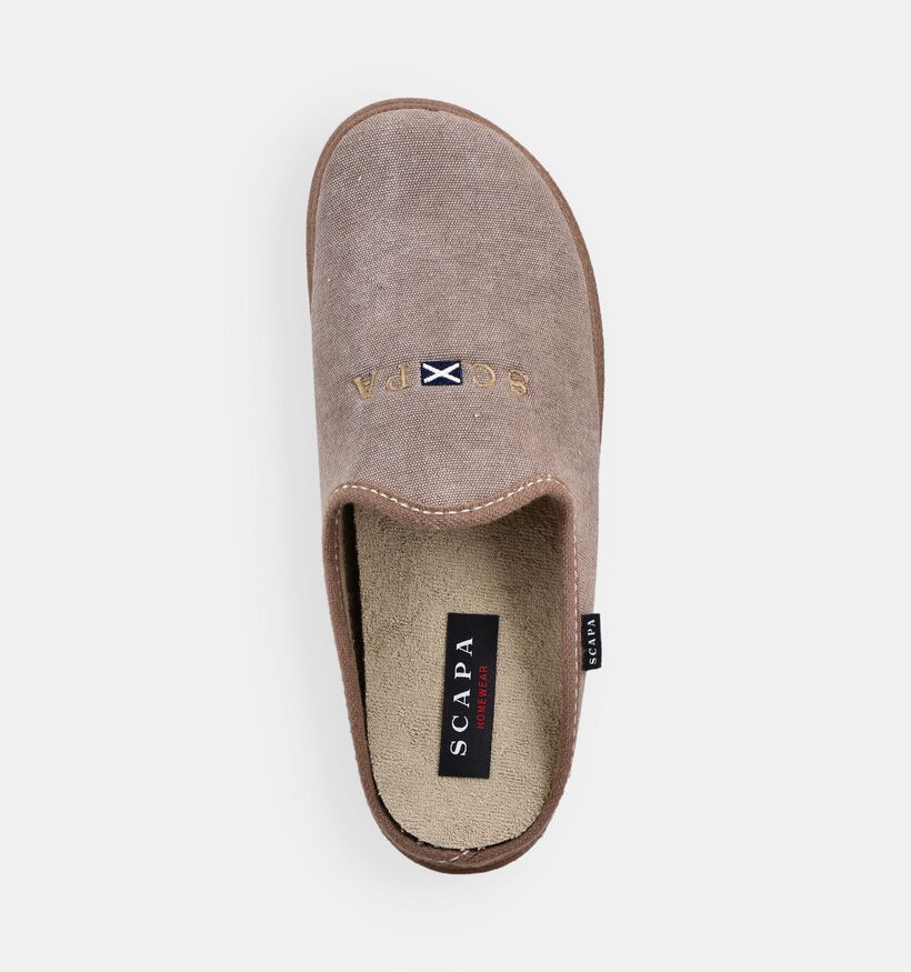 Scapa Pantoufles en Taupe pour hommes (373565) - pour semelles orthop&eacute;diques