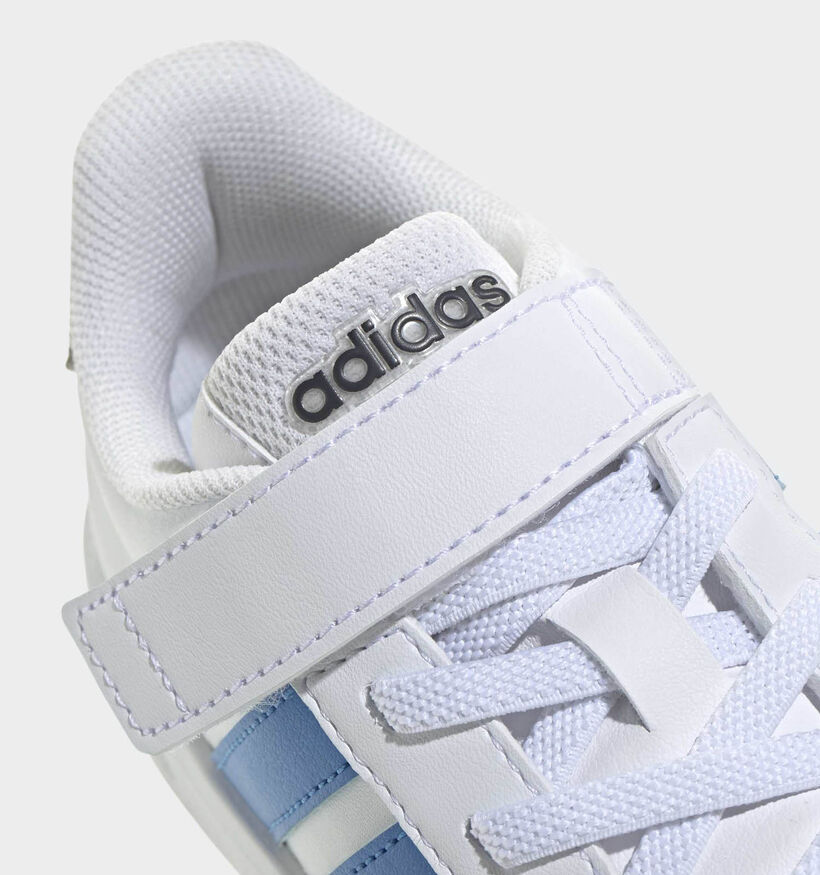 adidas Grand Court 3.0 Baskets en Blanc/Bleu pour gar&ccedil;ons (372774) - pour semelles orthop&eacute;diques