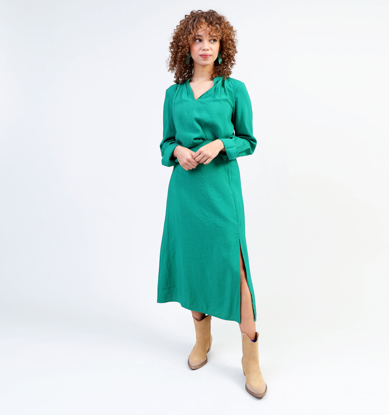 Vila Milla RW Midi Groene Rok Dames Rokken Online op TORFS.BE