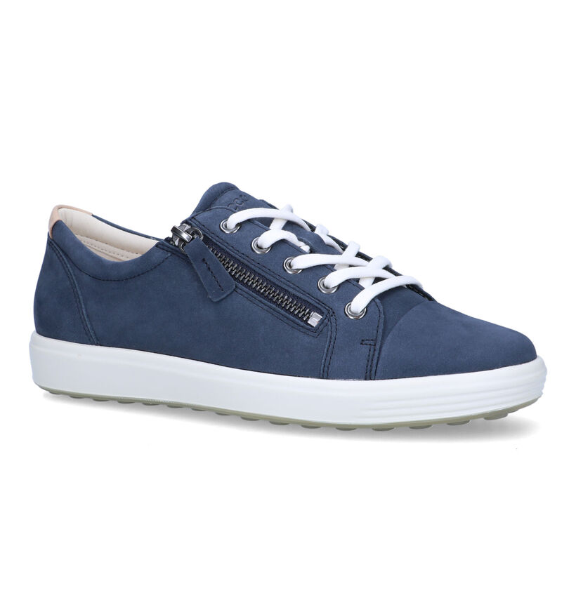 ECCO Soft Side Zip Beige Veterschoenen in nubuck (321151)