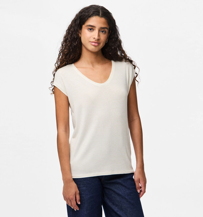 Pieces Billo Lurex Witte T-shirt voor dames (367047)