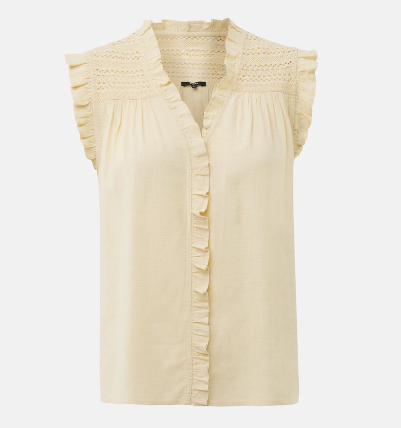 Mexx Linen Mix Slub Gele Mouwloze Blouse voor dames (368585)