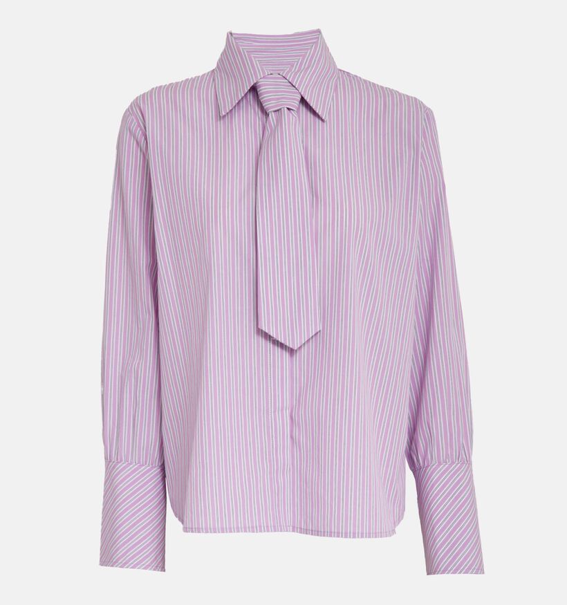 Minus Hellea Lila Gestreept Hemd met Das voor dames (366695)