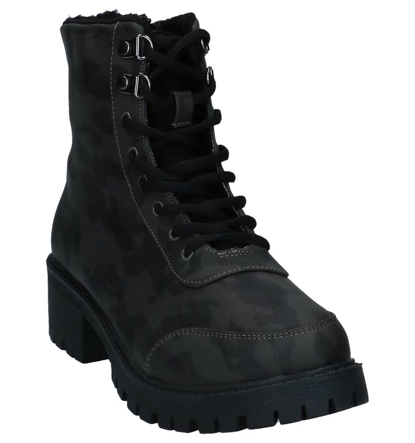 Vero Moda Belo Donker Grijze Boots met Camouflageprint in kunstleer (232304)