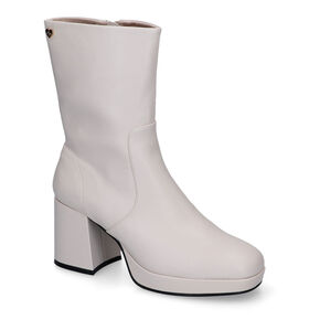 Mexx Kiwi Ecru Enkellaarzen met blokhak voor dames (329904)