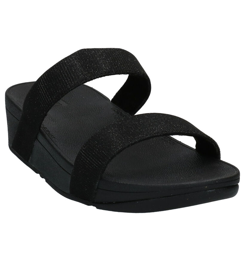 FitFlop Lottie Glitzy Nu-pieds en Noir en textile (286113)