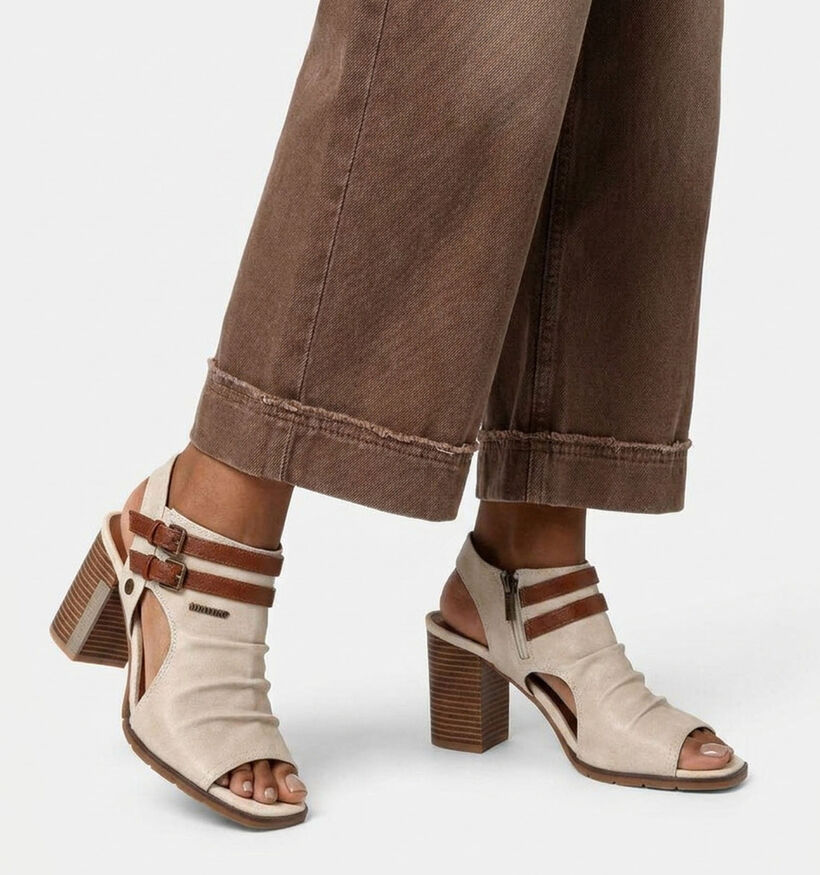 Mustang Sandales &agrave; talons en Beige/Marron pour femmes (372132)