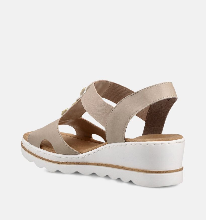 Rieker Sandales compens&eacute;es en Beige pour femmes (370419)