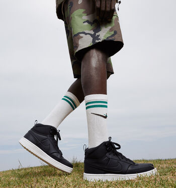 Nike Court Vision Mid Sneakers -Black/Black/Phantom/Elemental Gold/Elemental Gold/Sail/Dark Smoke Grey/Dark Smoke Grey/Light