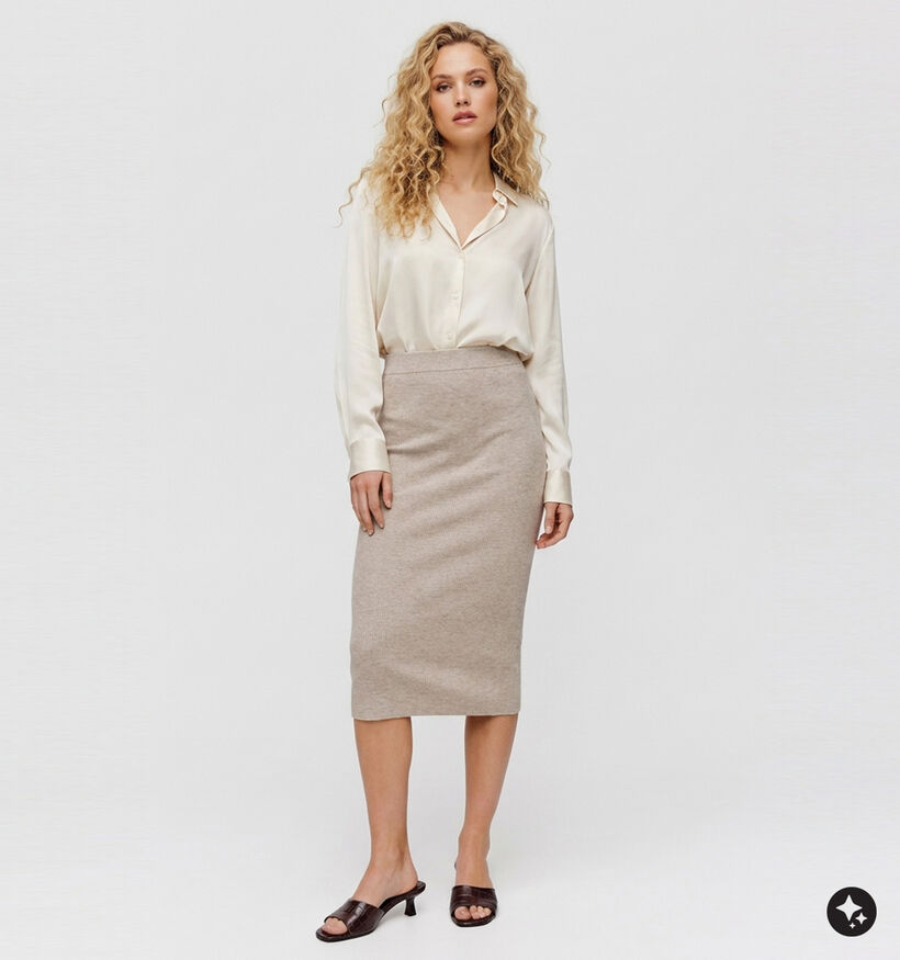 JDY Vita Life Jupe mi-longue en Beige pour femmes (378301)