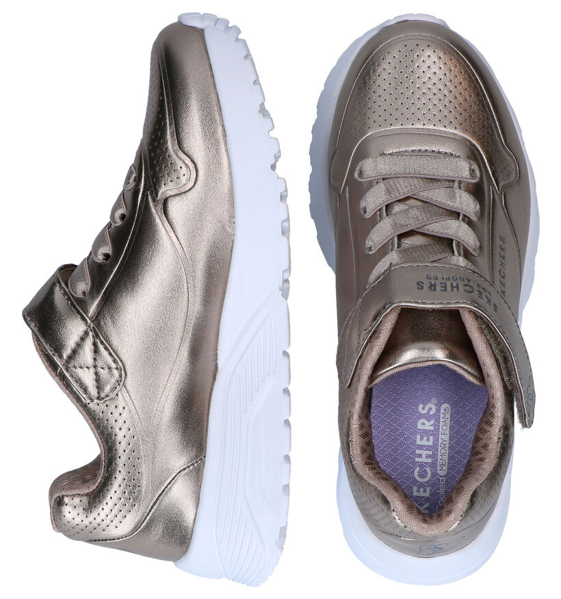 Skechers Uno Lite Chrome Steps Baskets en Or pour filles (334310)