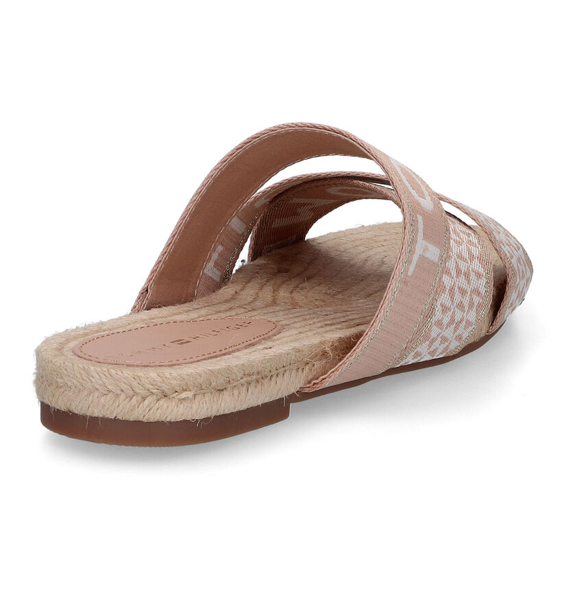 TH Tommy Webbing Beige Slippers voor dames (304007)