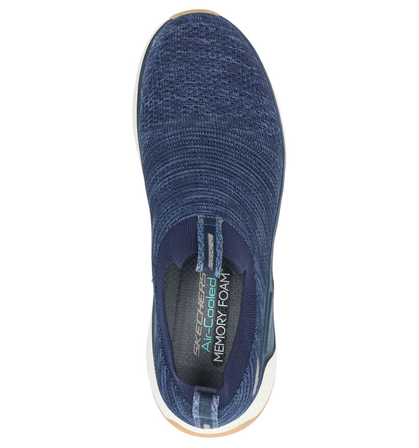 Skechers Baskets slip-on en Bleu foncé en textile (272822)