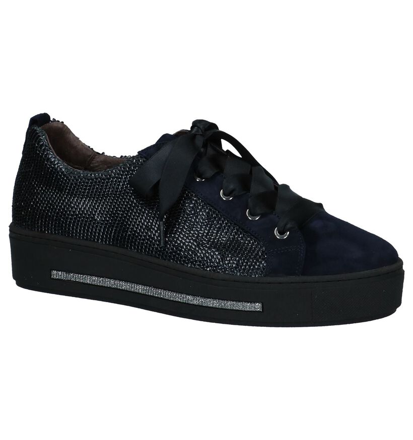 Donkerblauwe Geklede Sneakers Softwaves in leer (232670)