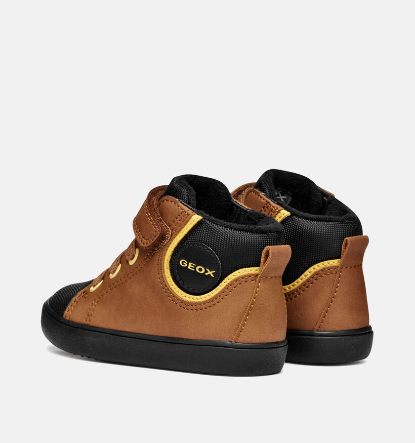 Geox Gisli Chaussures hautes en Cognac/Noir pour garçons (361922) - pour semelles orthopédiques
