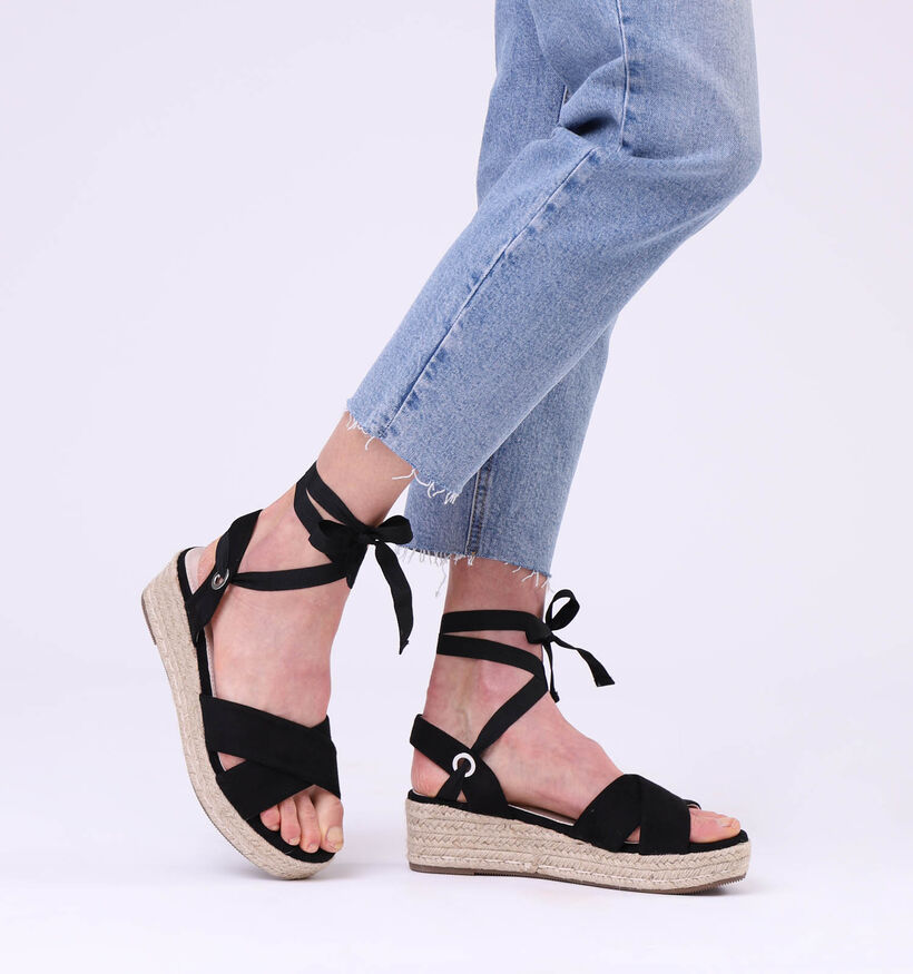 Posh by Poelman Zwarte Sandalen in stof (303353)