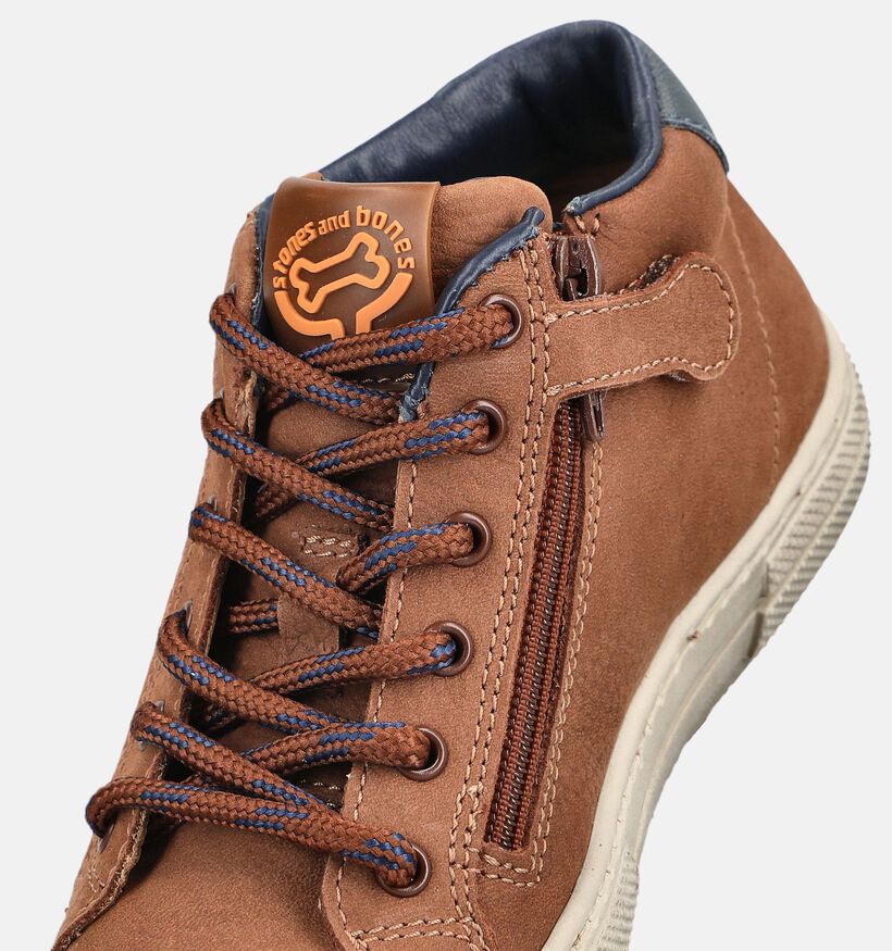 STONES and BONES Robbi Chaussures &agrave; lacets en Cognac pour gar&ccedil;ons (378205) - pour semelles orthop&eacute;diques