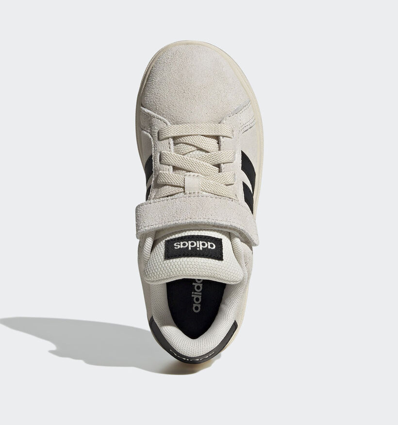 adidas Grand Court 00s Ecru/Zwarte Sneakers voor jongens (365415) - geschikt voor steunzolen