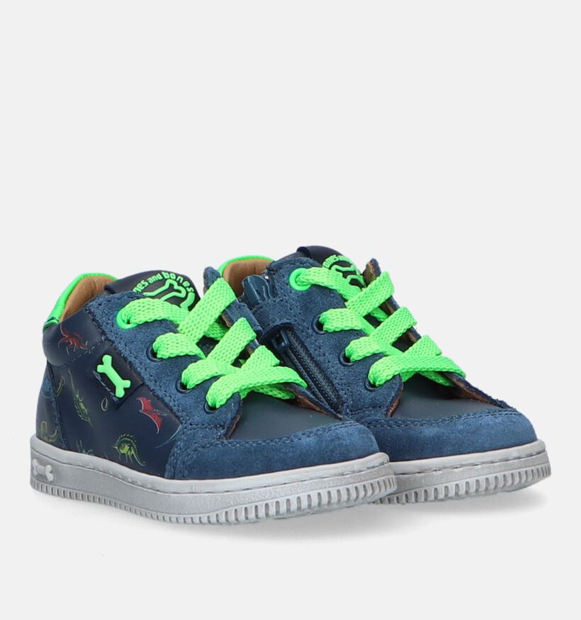 STONES and BONES Naro Blauwe Babyschoenen met dino's voor jongens (329453) - geschikt voor steunzolen