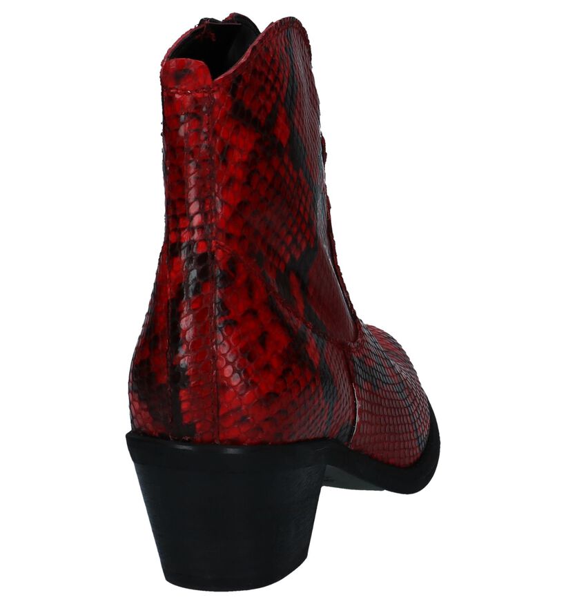 Stoere Rode Western Boots met Slangenprint Via Limone in leer (250525)