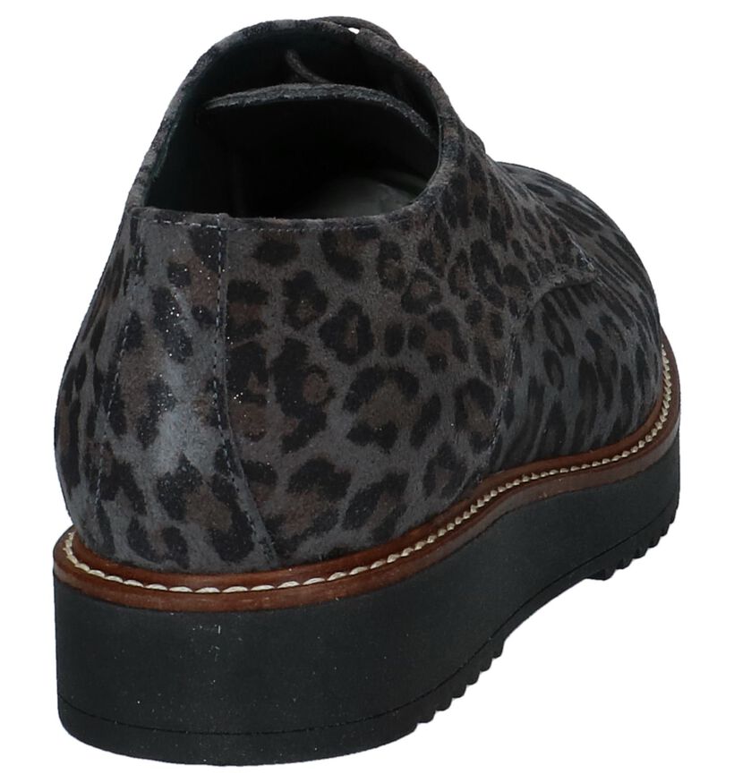 Grijze Veterschoenen Hee met Luipaardprint voor dames (227019)